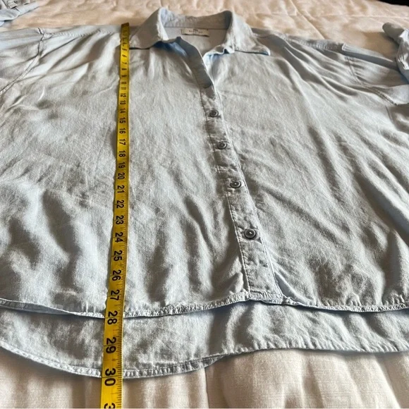 Aritzia Babaton Archive Linen Blue Shirt Oversized Linen Blend Button-Up X-Large - Picture 13 of 13